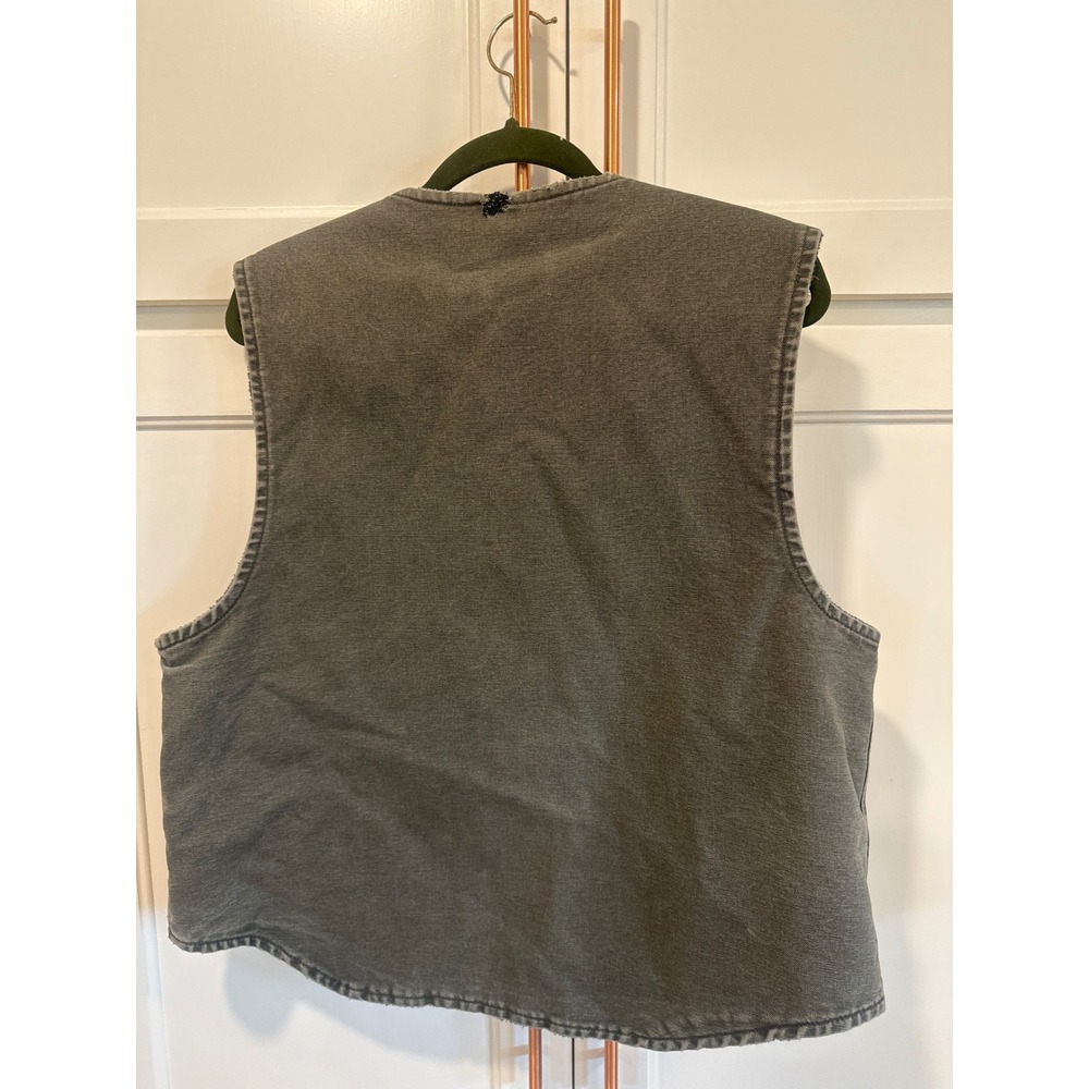 Carhartt V13 MOS Sandstone Duck Sherpa Lined Vest Mens Large Moss Green USA Made - Picture 7 of 9